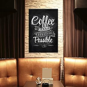 Canvas Wall Art - Coffee Makes Everything Possible - Giclee Print Gallery Wrap Modern Home Art Ready to Hang - 12x18 inches