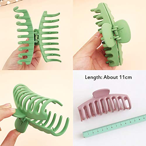 6Pcs 4 Inch Matte Plastic Hair Claw Clips,Large Nonslip Hair Claw Clips Strong Hold Thick Hair for Women and Grils(6 Color Available)