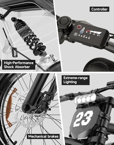 HiKeep Electric Bike for Adults, Peak 1500W Motor, 48V 17.5Ah Removable Battery, 20" x 4.0" Fat Tire Ebike, Up to 30MPH, 70 Miles Range, Full Suspension, Dual Disc Brakes, UL Certified