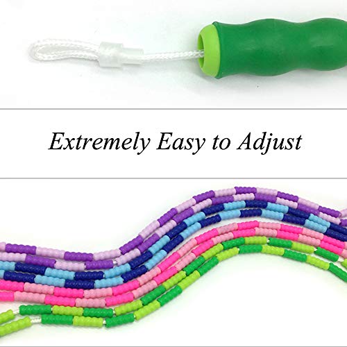 Homello Adjustable Skipping Rope Soft Beaded Segment Jump Rope for Kids - 7.5 Ft (Blue & Green, 2 Pack)