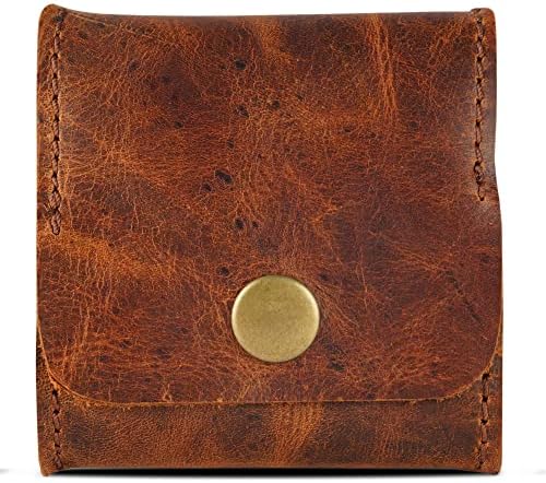 HION HILS Full Grain Vintage Brown Leather Mini Coin Pocket