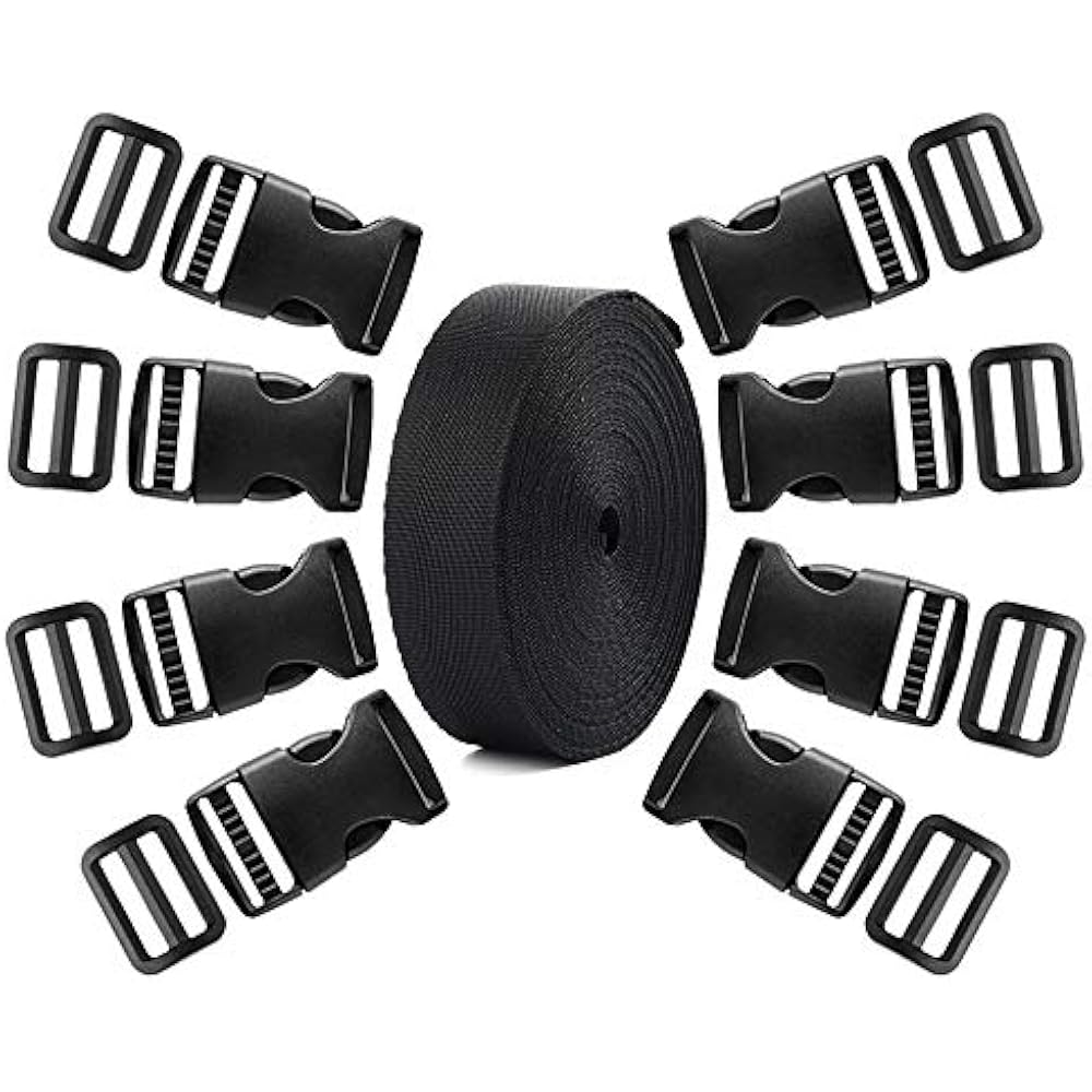 1.5 Inch Plastic Buckles Kit Include 8 Pack Side Release Buckles, Tri