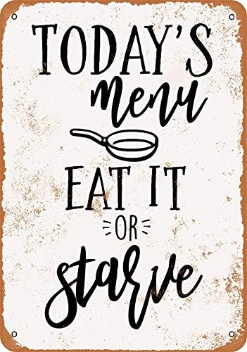 Shunry Today's Menu Eat It or Starve Wall Tin Sign Iron Painting Vintage Metal Sheet Personalized Creativity Art For Bar Garage Cafe Home Funny Poster Hanging Decoration Crafts