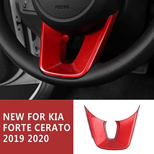 ABS Stickers Red Gear Shift Knob U Shaped Steering Wheel Sequins Cover Trim For Kia Forte Cerato 2019 2020 AT Interior Mouldings (01)