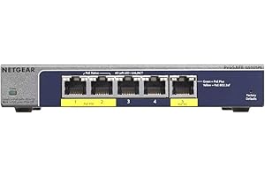 Netgear GS105PE-100NAS 5-PORT PROSAFE PLUS GIGABIT SWITCH POWERED BY POE AND CAN ALSO PROVIDE POE POWER