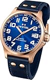 TW Steel Pilot Sunray Blue Dial Rose Gold PVD Steel Blue Leather Mens Watch TW404