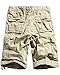 JoJoJoy Men's Casual Loose Fit Cargo Shorts, Straight Multi-Pocket Cotton Outdoor Wear Khaki Size 36