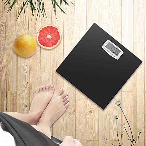 Bucanim Digitale Badzimmer Personenwaage mit Temperatur Anzeige，Digitale Körpergewichtswaage mit Step on Technologie 180KG