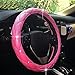 Aumo-mate 38CM Car Steering Wheel Cover Auto Truck Skidproof Soft PU Leather, 15-Inch, Pink Rhinestone