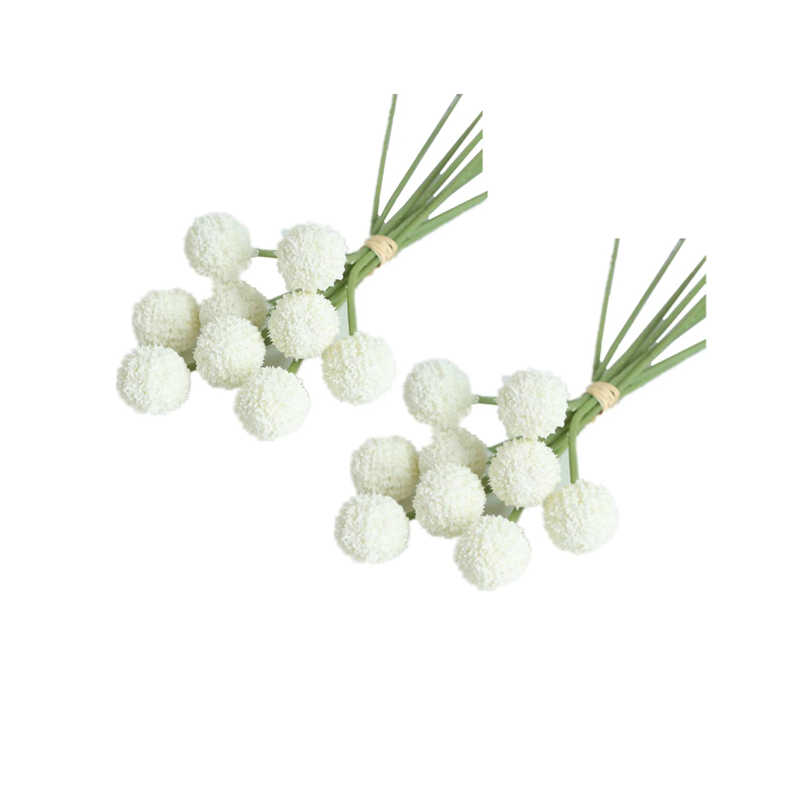 18 Stems Fake Flowers Billy Balls,10“ Artificial Billy Button Bouquet Flower Bouquet,Permanent Flower Craspedia for DIY Crafts Wreath, Table Wedding Party Centerpieces Decor,Holiday Store(White)
