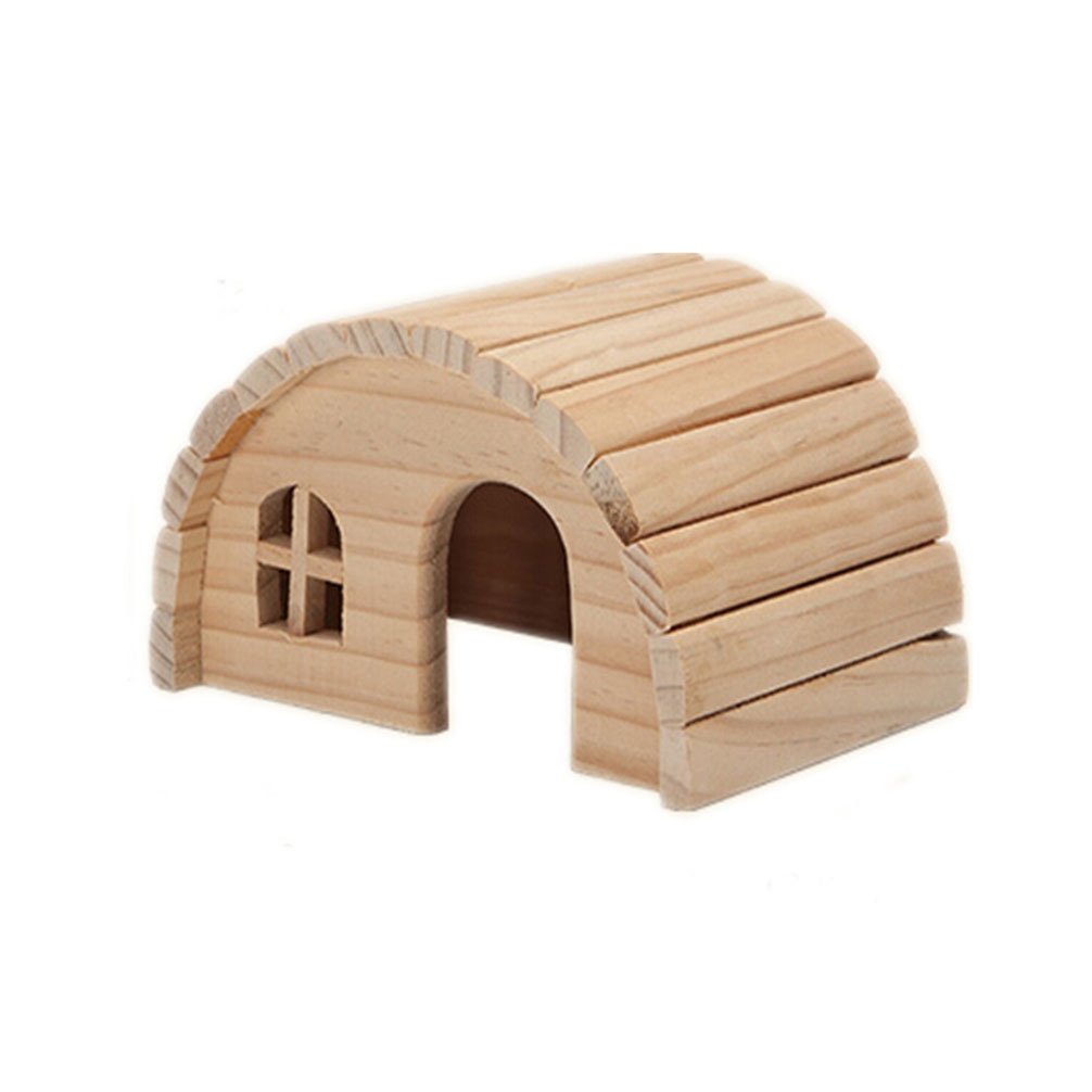 Emours Natural Chewable Hamster Hideout Wooden Hut, Small