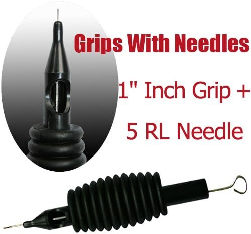 Tattoo Rubber Disposable Tubes Grips with Needles 5 Round Liner - 5 Pcs