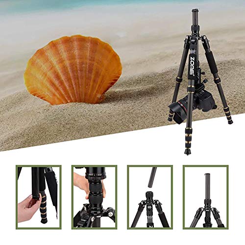 Zomei Z669C Carbon Fiber Tripod 60 inches/ 151 Centimeter Lightweight Stable Travel Monopod Tripod with 360-degree Ball Head and Five Section Leg Tube for Sony Nikon Camera