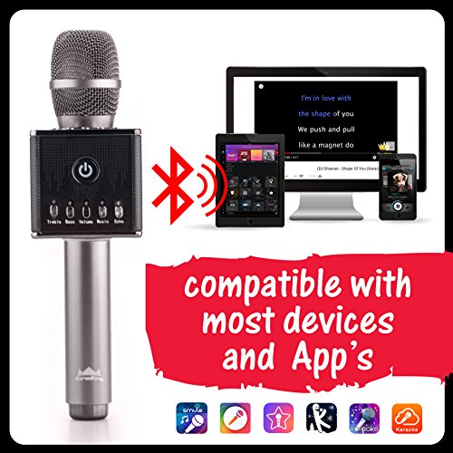Karaoke-Microphone-H8-20-with-Smartphone-holder-and-LED-Lights-Wireless-Portable-Speaker-Bluetooth-Machine-for-Easy-Connection-to-iPhone-and-Android-The-Perfect-Home-KTV-Karaoke-Singing-Dark-Gray