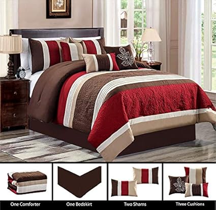 Amazon Com Grandlinen 7 Piece Burgundy Red Brown Beige