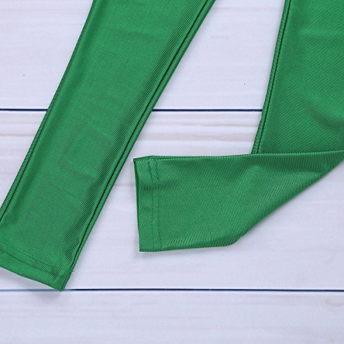 TiaoBug Girls Full Body Unitard Spandex Zentai Costume One-Piece Gymnastics Leotard Catsuit Dancewear Jumpsuit Green 8-10