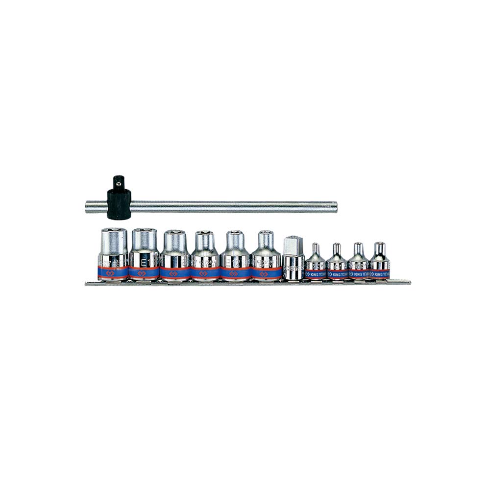 king tony 7113PR Set of 12 Torx® Sockets on Rail, 0.375/0.5 Inches