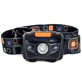 LED Headlamp Flashlight - Great for Camping, Hiking, Dog Walking, Kids, One of The Lightest (2.6 oz) White Cree Headlight, Water & Shock Resistant + Red Strobe, 3 AAA Batteries Included