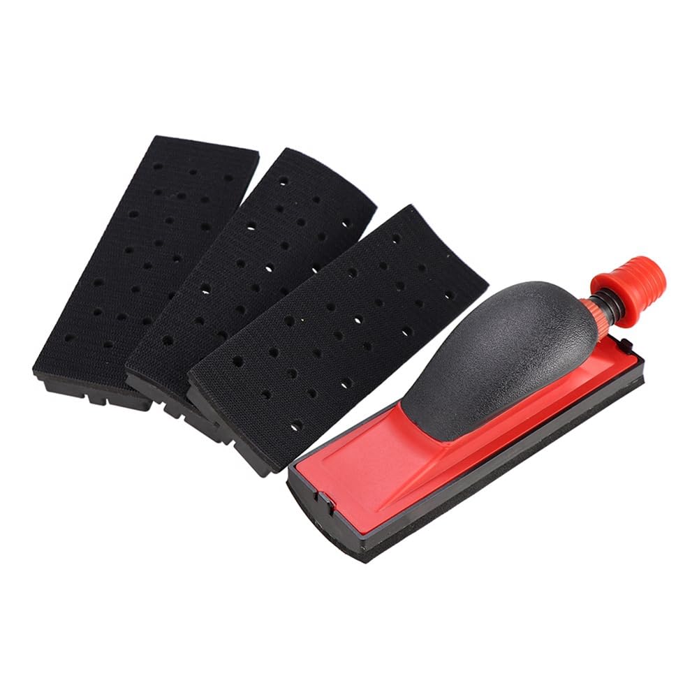 Hopbucan 70x198mm Vacuum Sanding Block 5Pcs Set Vacuuming Sanding Disc Holder Sandpaper 4Pc Backing Polishing Pad Easy Install Easy to Use