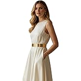 Fashion 21 Women's Shiny Polished Adjustable Metal Mirror Waist Belt Gold, Rose Gold, Silver Tone (1.6", Gold)