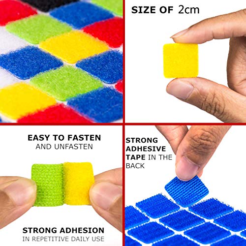 Vkey 150 Pairs Squares Colorful Hook and Loop Squares with Adhesive Back | Heavy Duty Â¾" (20 mm) Sticky Pads Best for Home Office Classroom Crafts 6 Colors
