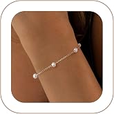 SUFOPE Gold/Silver Pearl Bracelets for Women Dainty Pearls Beaded Chain Tiny Pearls link Chain Cute Simple Pearl Bracelet Jew