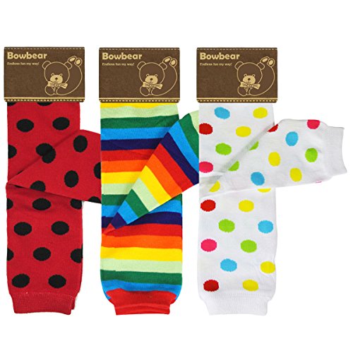 Bowbear Baby 3-Pair Leg Warmers Polka Dots and Rainbow Stripes