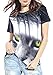 QZUnique Women's Summer Fashion Cat Digital Printed Round Collar T-shirt