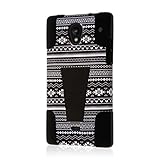 Sharp Aquos Crystal Case (306SH), MPERO IMPACT X Series Dual Layered Tough Durable Shock Absorbing Silicone Polycarbonate Hybrid Kickstand Case for Aquos Crystal [Perfect Fit & Precise Port Cut Outs] - Black Aztec