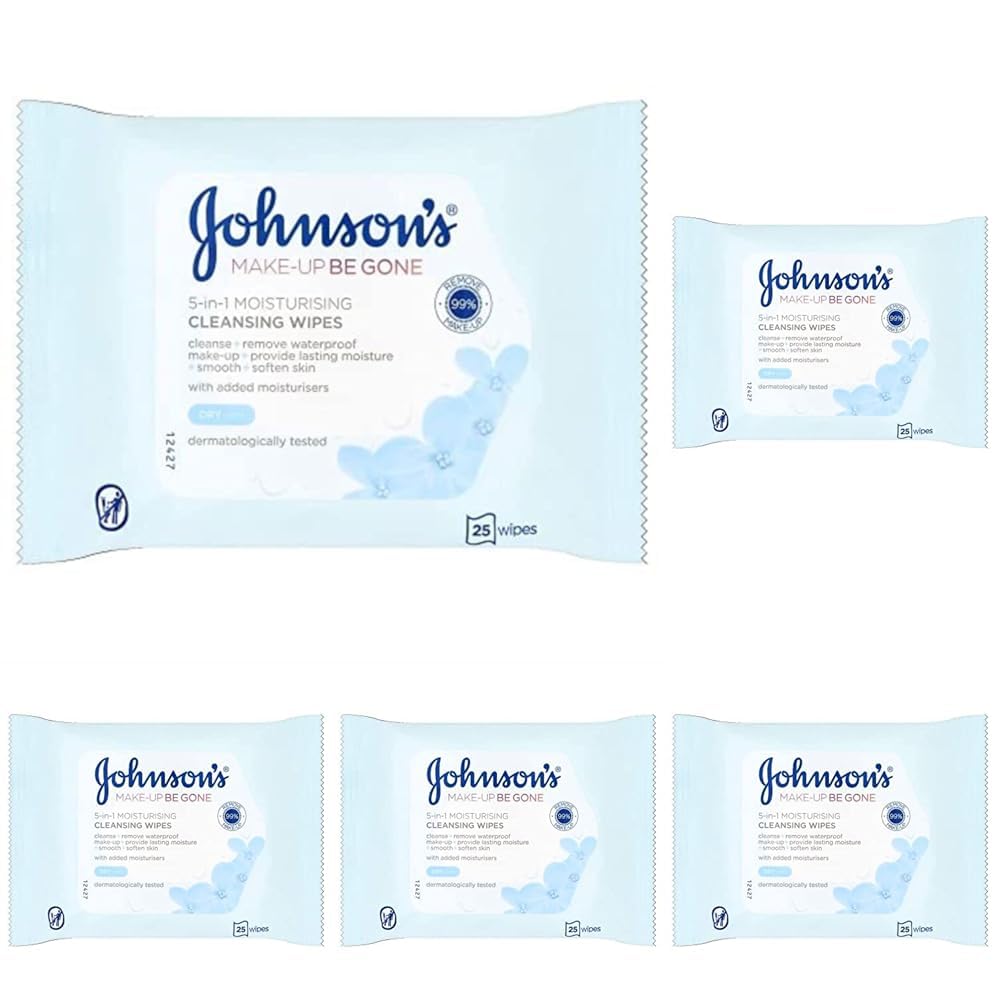 Johnson's Face Care Makeup Moisturising Wipes, Pack of 125 Wipes