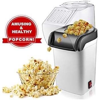 M-MASTER Popcorn Machine, Hot Air Popcorn Popper with Wide Mouth Design, Oil-Free, Electric Popcorn Maker with Removable Lid for Home Use