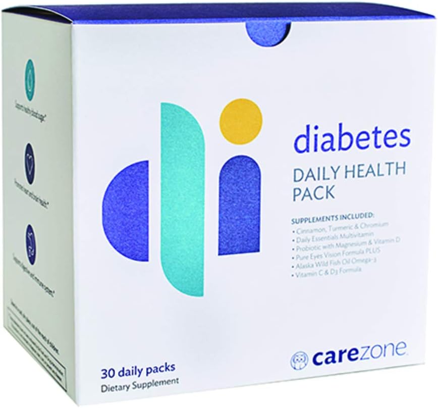 CareZone Diabetes Daily Health Vitamin & Supplement Packs - Support for Optimal Health and Nutrition, 30 Count
