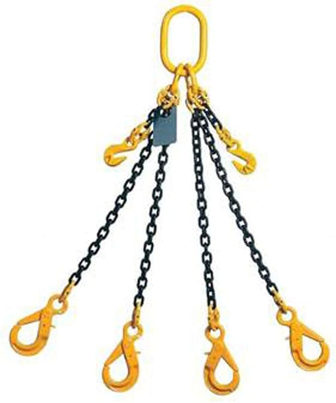 8mm, 4 Leg Lifting Chain 3m with Shortening Grab Hooks and Clevis self