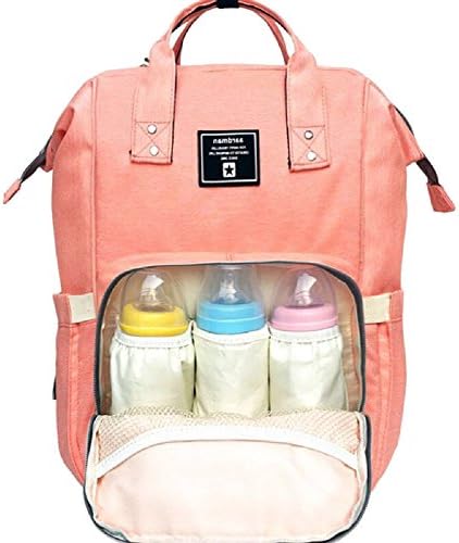Multifunctional Baby Diaper Bag Backpack with Insulated Pockets Large Waterproof Nappy Changing Bag Pink