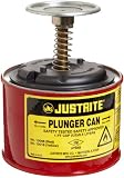 Justrite, 10008, Plunger Can, 1 Pt, Galvanized Steel, Red
