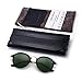 JIM HALO Classic Round Sunglasses for Men Women Polarized Lens UV400 (Shiny Black/Polarized Green)