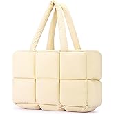 Mossio Travel Puffer Tote Bag for Women - Large Quilted Shoulder Bag Handbag Puffy Weekender Overnight Bag for Shop Work Gym