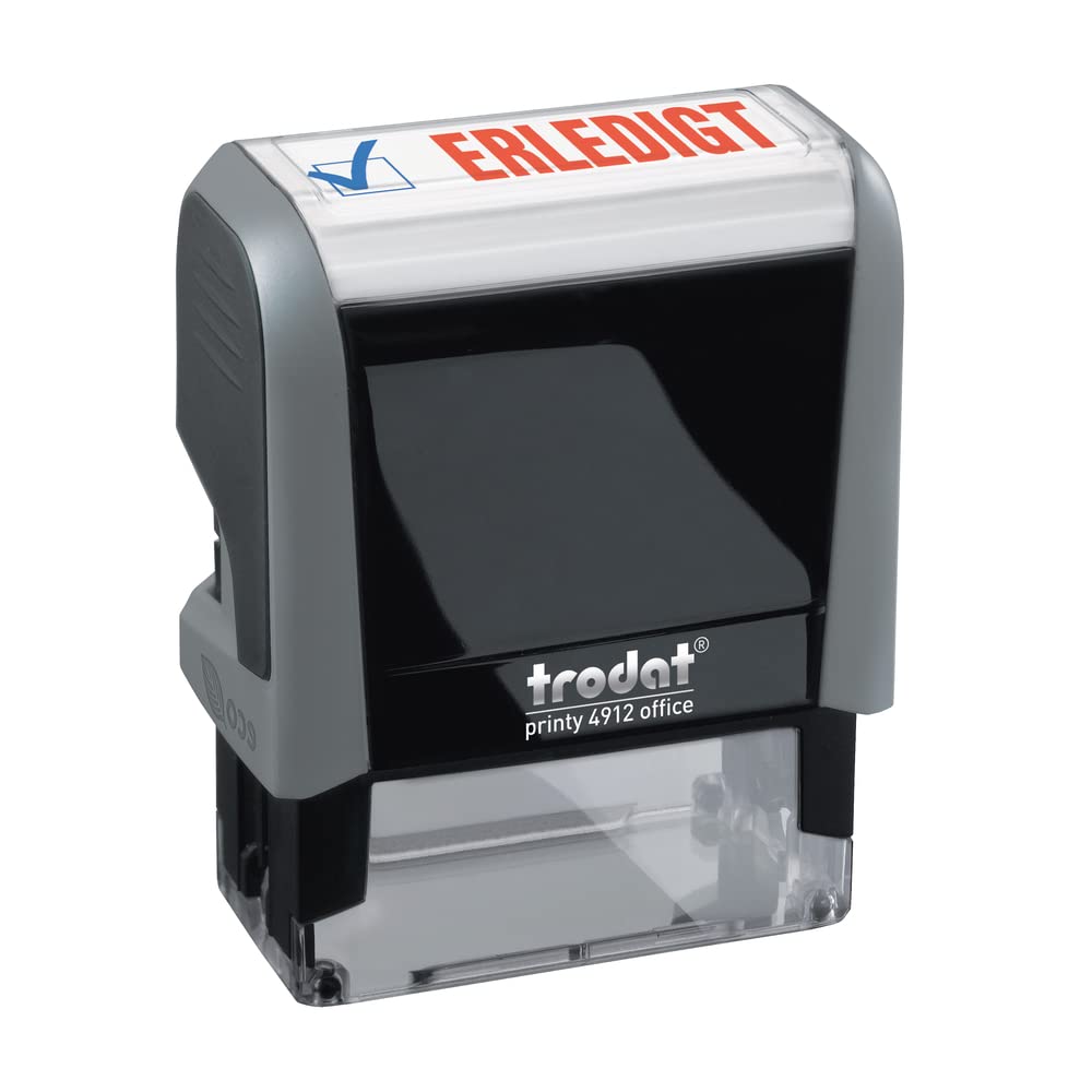 Trodat Office Printy 4912 Stamp 'Erledigt' (Completed) Ready-for-Use - Grey [German Language]