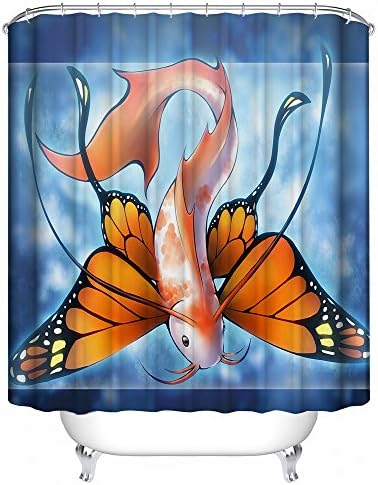 With wings of fish Waterproof Fabric Shower Curtain,72 x 72-Inch