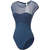 Lanbodance Women Short Sleeve Ballet Leotards for Adult Dance Gymnastics Bodysuit