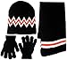 Boy's 3 Piece Knit Hat, Scarf & Gloves Set (Black-Orange)