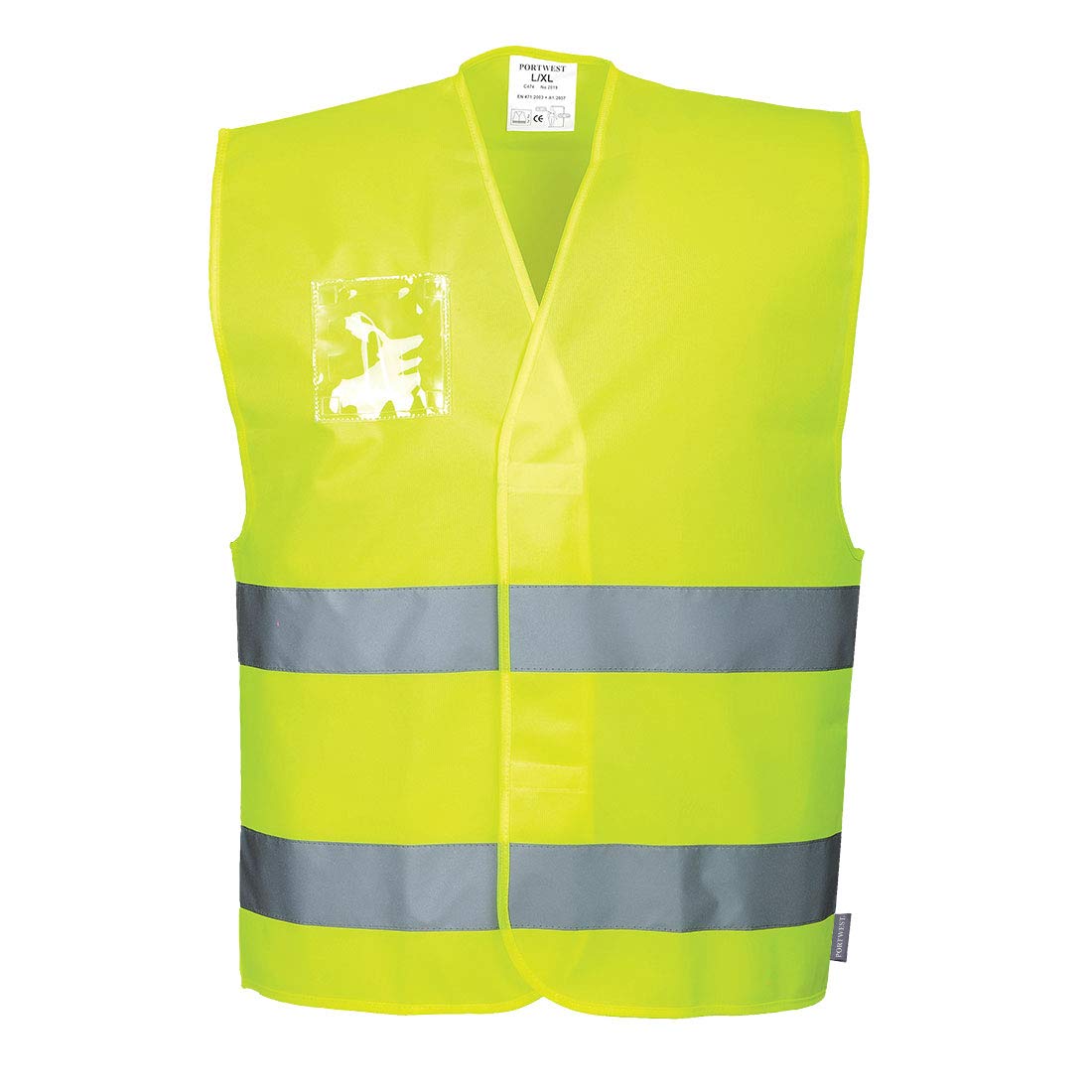 Portwest Hi-Vis Vest - Dual ID Holder, Color: Yellow, Size: XXL/XXXL, C475YERXX/3X