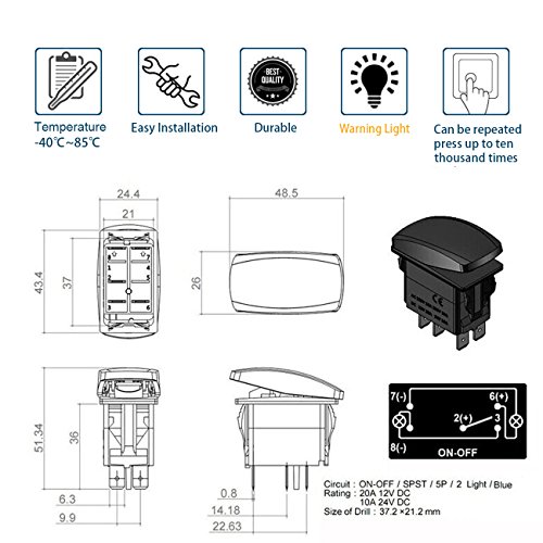 Xislet LED Light Bar Rocker Switches Compatible with ATV Polaris Ranger RZR 8001000 XP Turbo