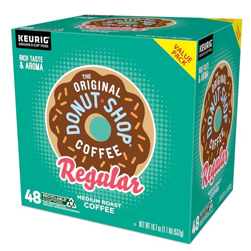 THE ORIGINAL DONUT SHOP REGULAR, SINGLE-SERVE KEURIG K-CUP PODS, MEDIUM ROAST COFFEE PODS, 48 COUNT