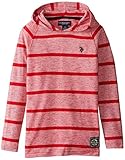 U.S. Polo Assn. Big Boys' Space Dyed Pique Hooded Pullover, Engine Red, 10/12