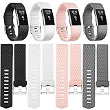 Fitbit Charge 2 Bands, Nicpay 4PCS Newest Adjustable Replacement Accessory Sport Strap Band for Fitbit Charge 2 Smartwatch Heart Rate Fitness Wristband (Black,White,Gray,Pink, 6.2