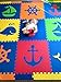 SoftTiles Nautical Ocean Theme Interlocking Kids & Baby Foam Play Mat Blue, Red, Orange, Yellow, Lime- Large 2' Floor Tiles-(6.5'x6.5') SCNAUBROYL