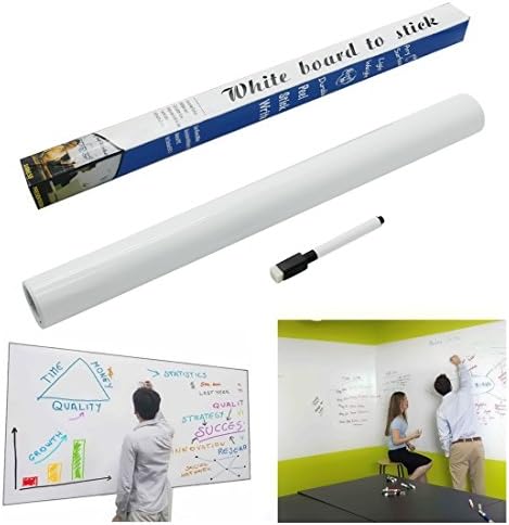 Removable Contact Paper White 17.7"×78.4" Self-Adhesive Whiteboard Sticker With 1 Chalk Liquid Marker for School Class and Office Wall Decal