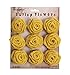RiscaWin Burlap Rosette Embellishments for Weddings, Hair Accessories, Scrapbooking or Crafts - 9 roses per pack (Yellow)
