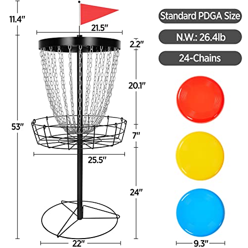 Yaheetech Disc Golf Basket Portable Disc Golf Target Pro Frisbee Golf Basket Set with Heavy Duty